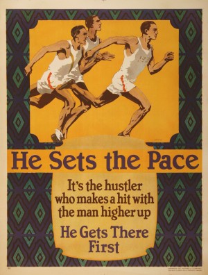He sets the pace vintage poster